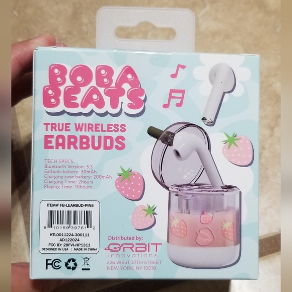 Strawberry Boba Beats True Wireless Earbuds In Charging Case - Picture 2 of 2